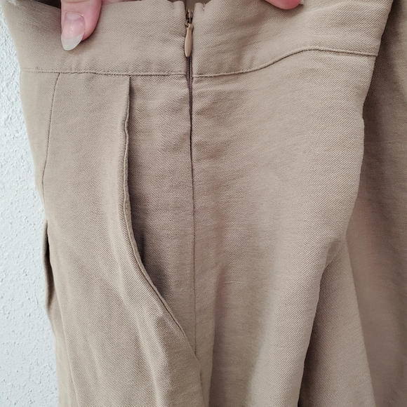 Böhme Tan Knee Pencil Skort wooden buttondown front with pockets side zipper Med - Picture 8 of 8